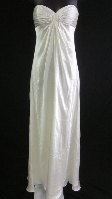 LAUNDRY BY SHELLI SEGAL Ivory Silk Sweetheart Strapless Long Formal Dress Sz 6